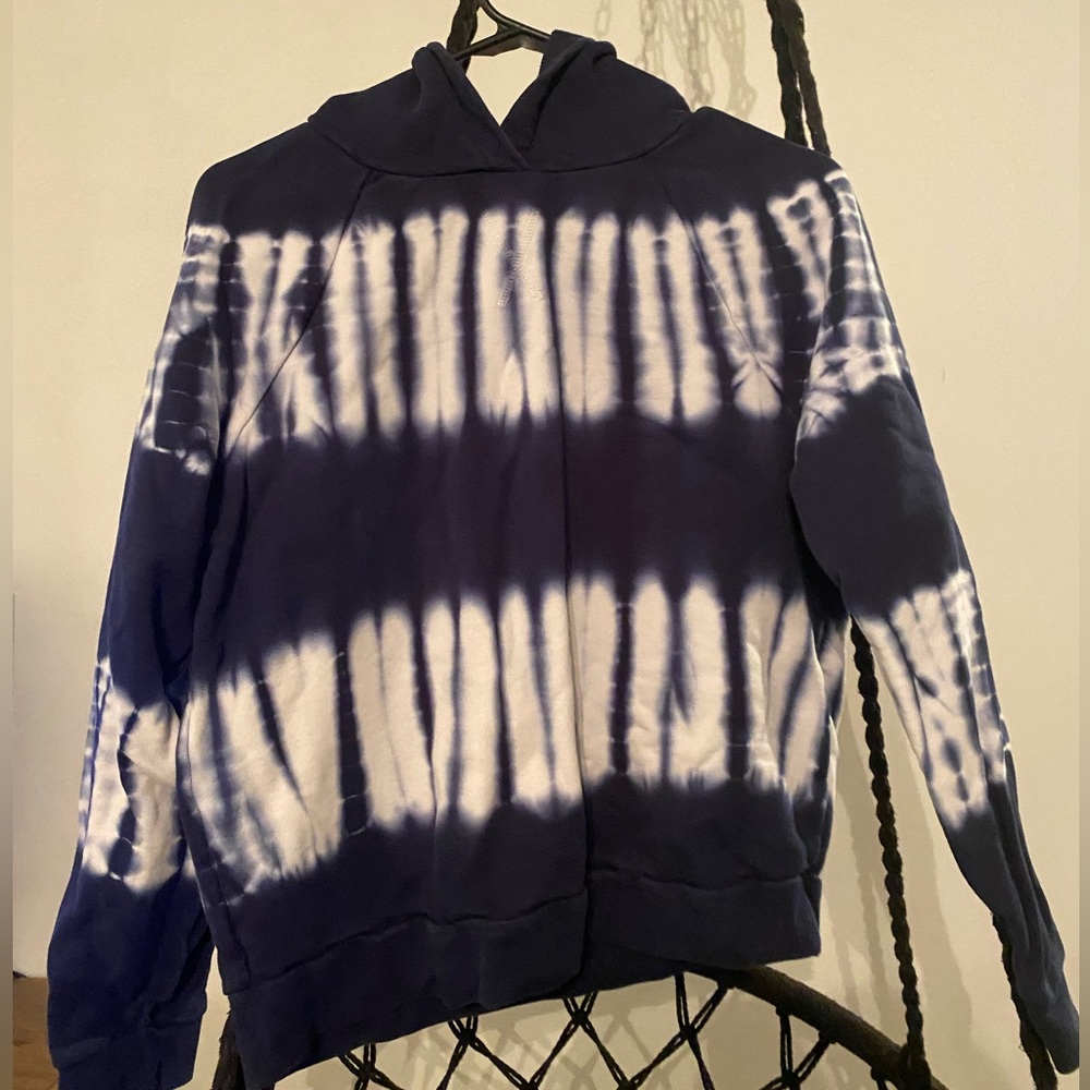 Madewell Women's Navy and White Tie-Dye Sweater